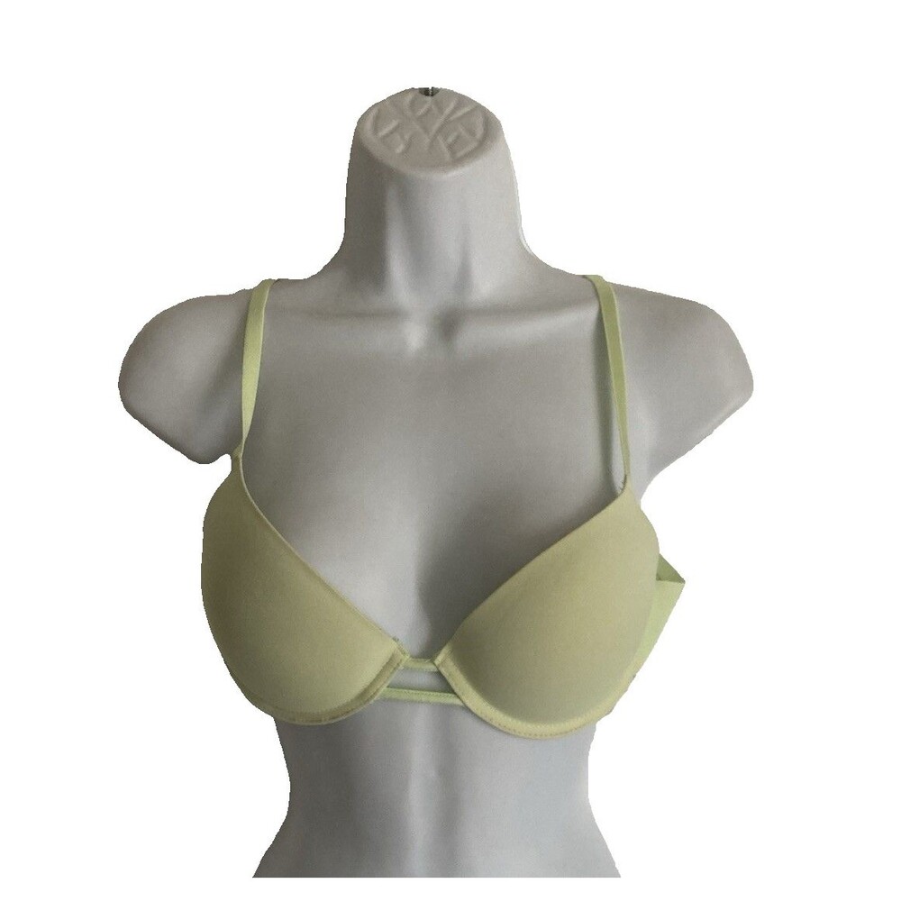 Juicy Couture Push Up Bra Size 36B Neon Green Underwire Logo Adjustable Straps